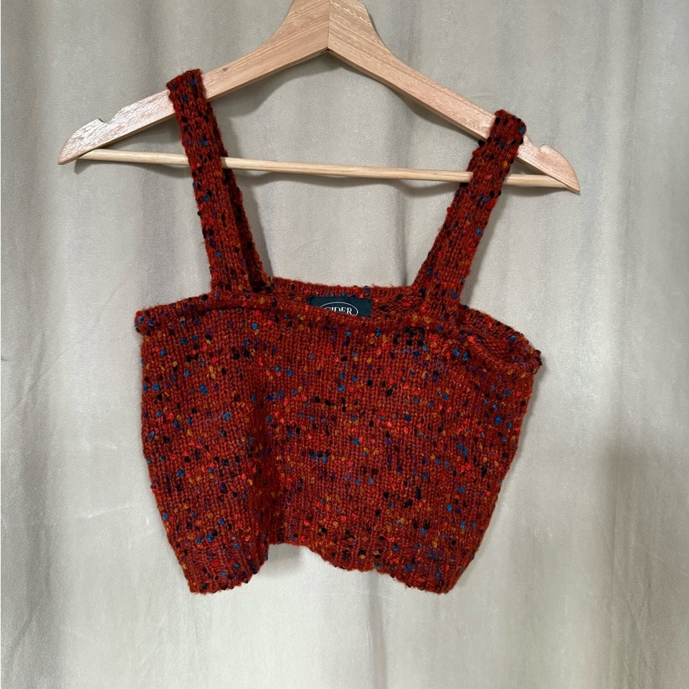 Women's Red Knit Crop Top Cider size S